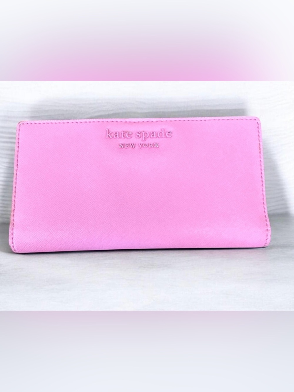 kate spade Continental Pink Monochrome Saffiano Leather Wallet